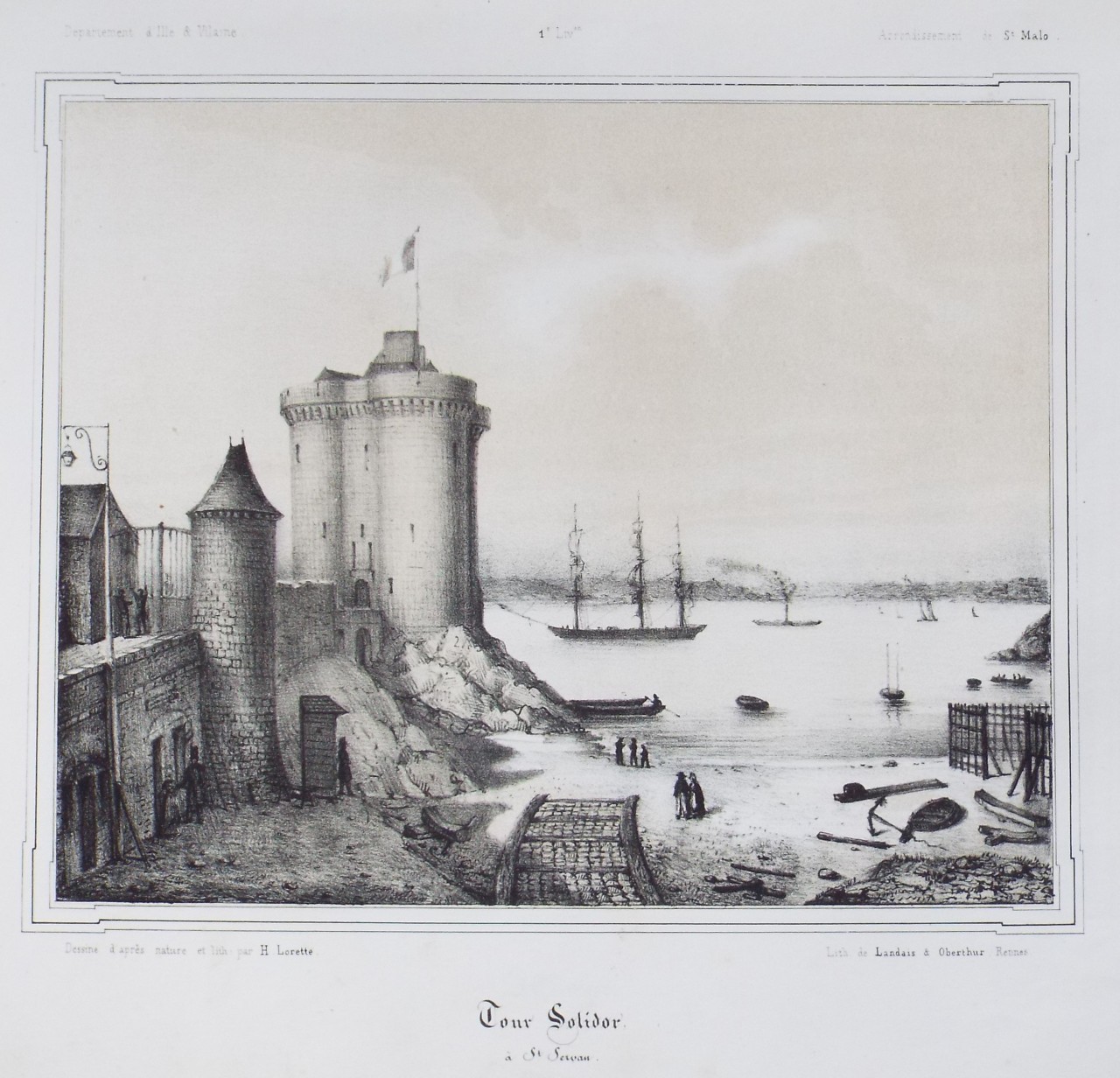 Lithograph - Tour Solidor a St. Servan. - Lorette