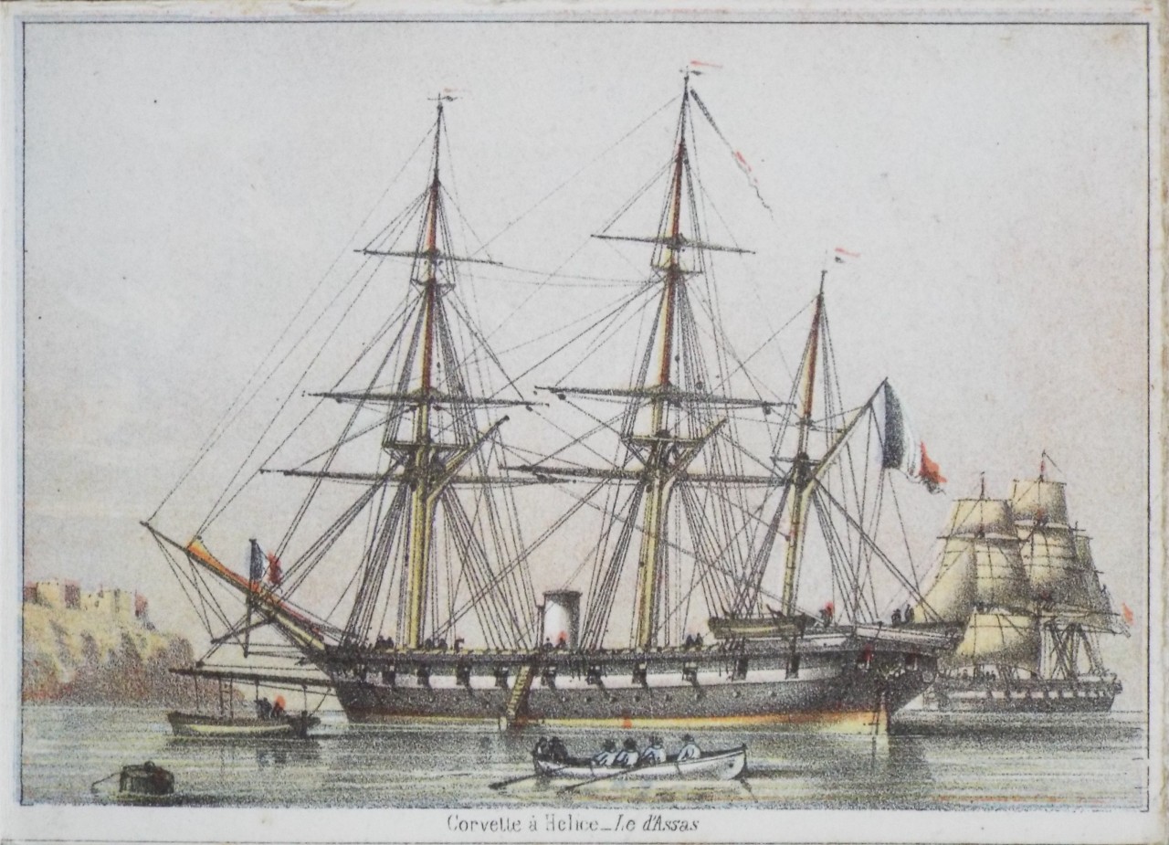 Lithograph - Corvette a Helice l Le d'Assas