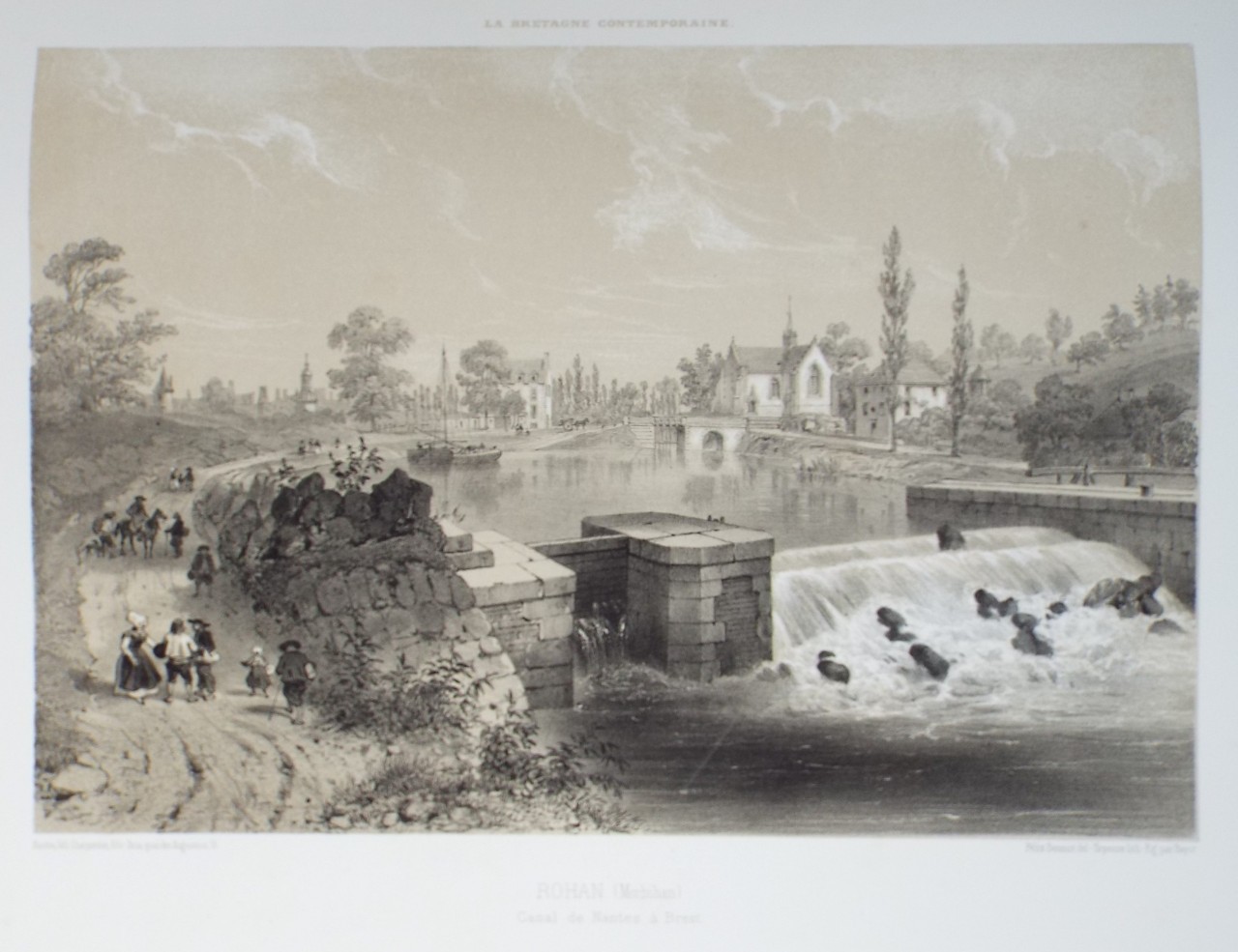 Lithograph - Rohan. (Morbihan) Canal de Nantes a Brest. - 