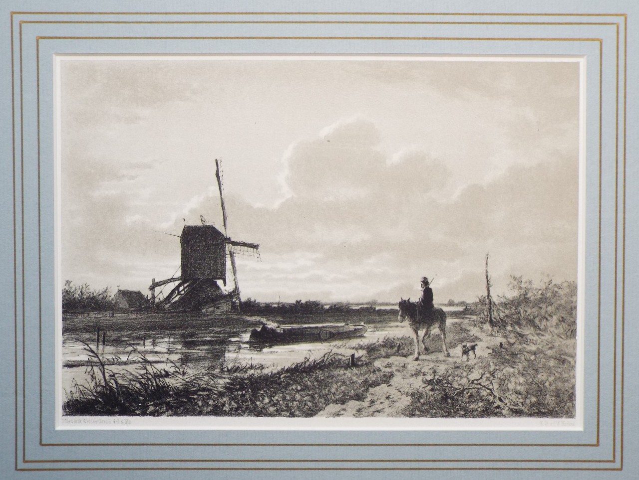 Lithograph - Landscape with windmill near The Hague - Weissenbruch
