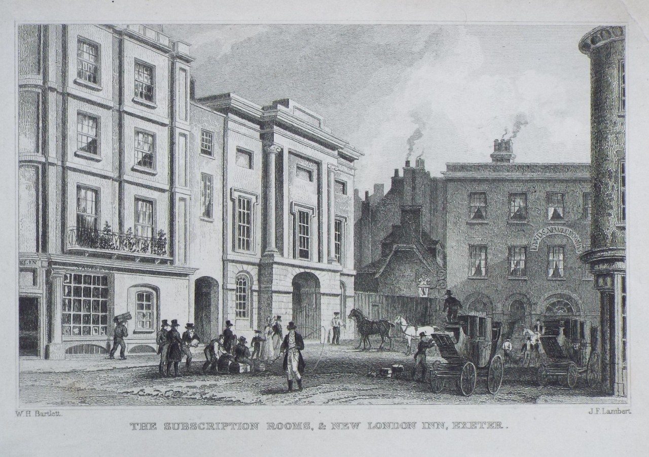 Print - The Subscription Rooms, & New London Inn, Exeter. - Lambert