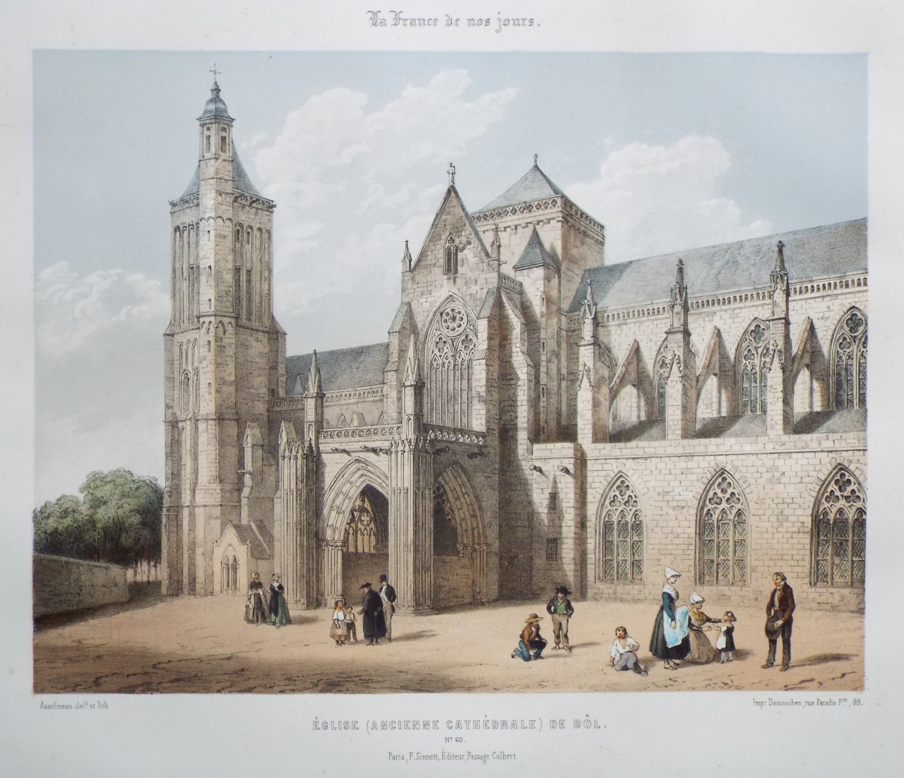 Lithograph - Eglise (Ancienne Cathedrale) de Dol. - 