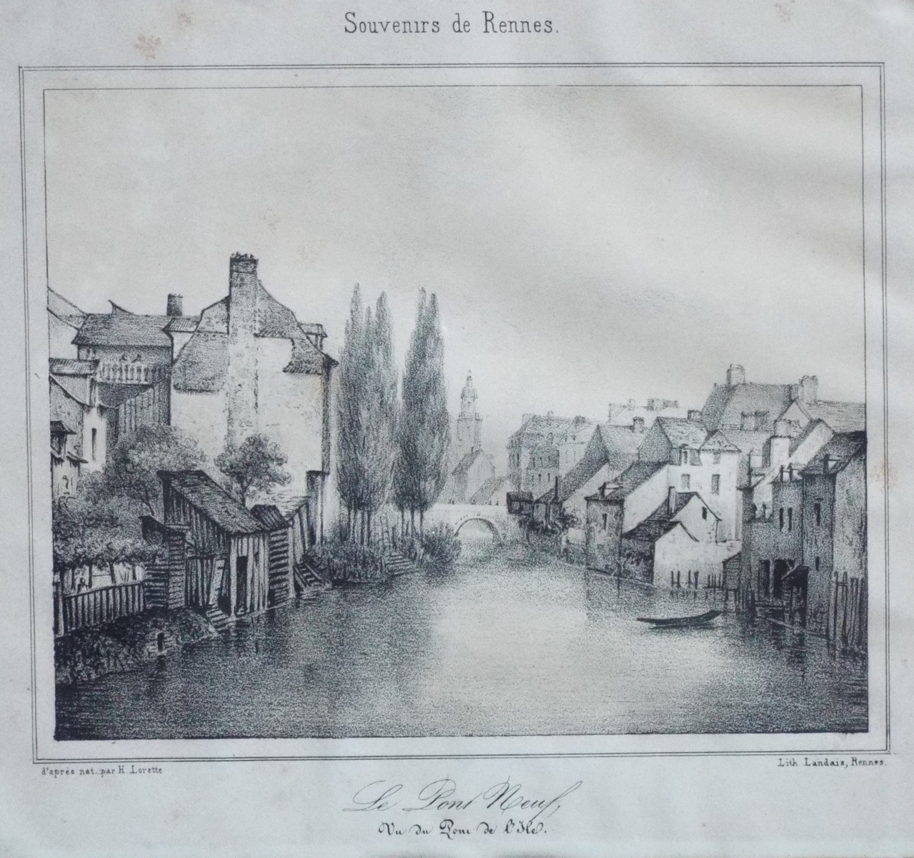 Lithograph - Le Pont Neuf - Lorette