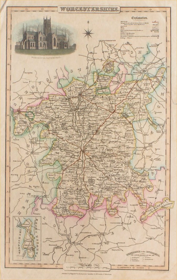 Map of Worcestershire - Pigot
