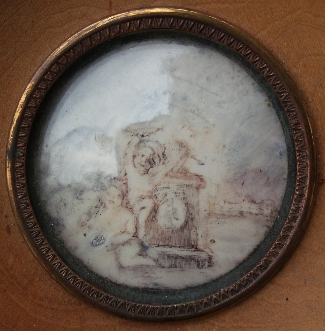 Watercolour on ivory - Allegorical scene with putti