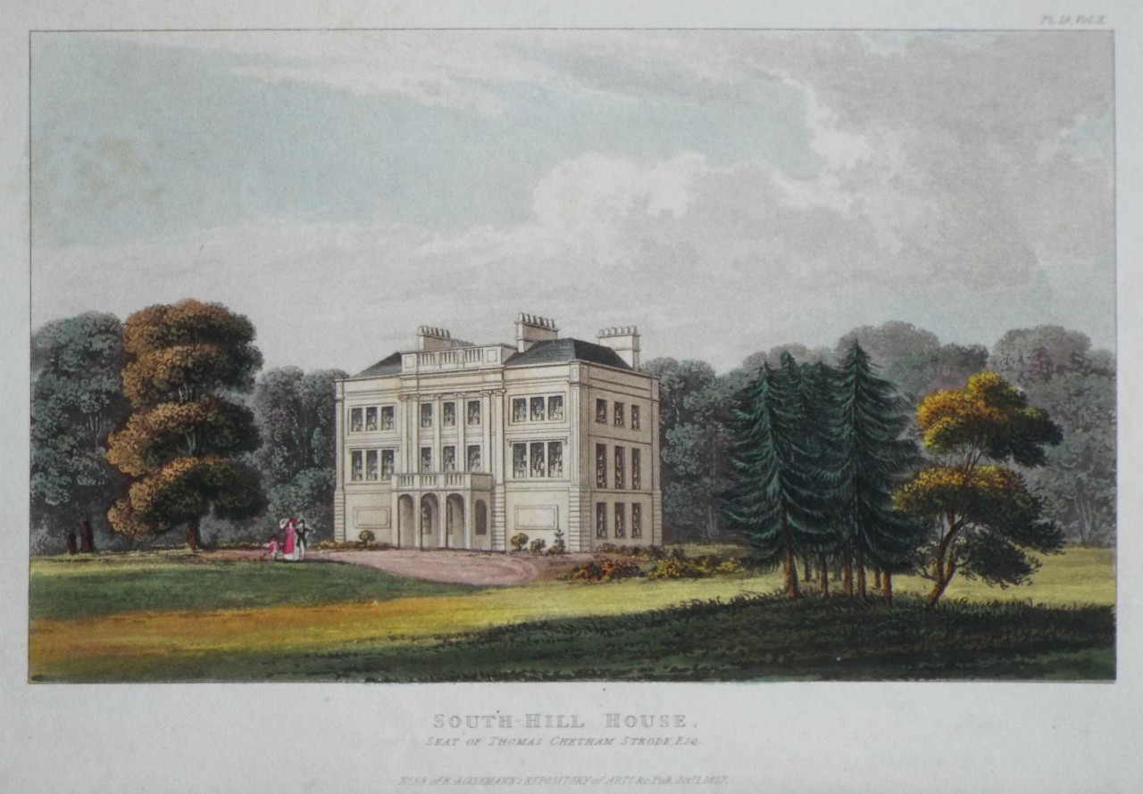 Aquatint - South-Hill House, Seat of Thomas Chetham Strode Esq.