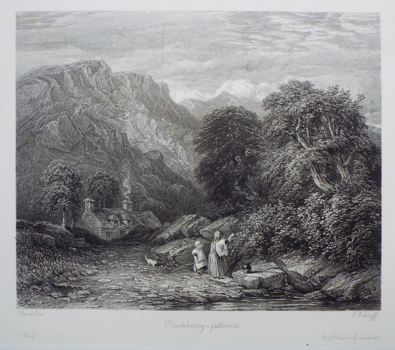Etching - Blackberry Gatherers. - Radclyffe