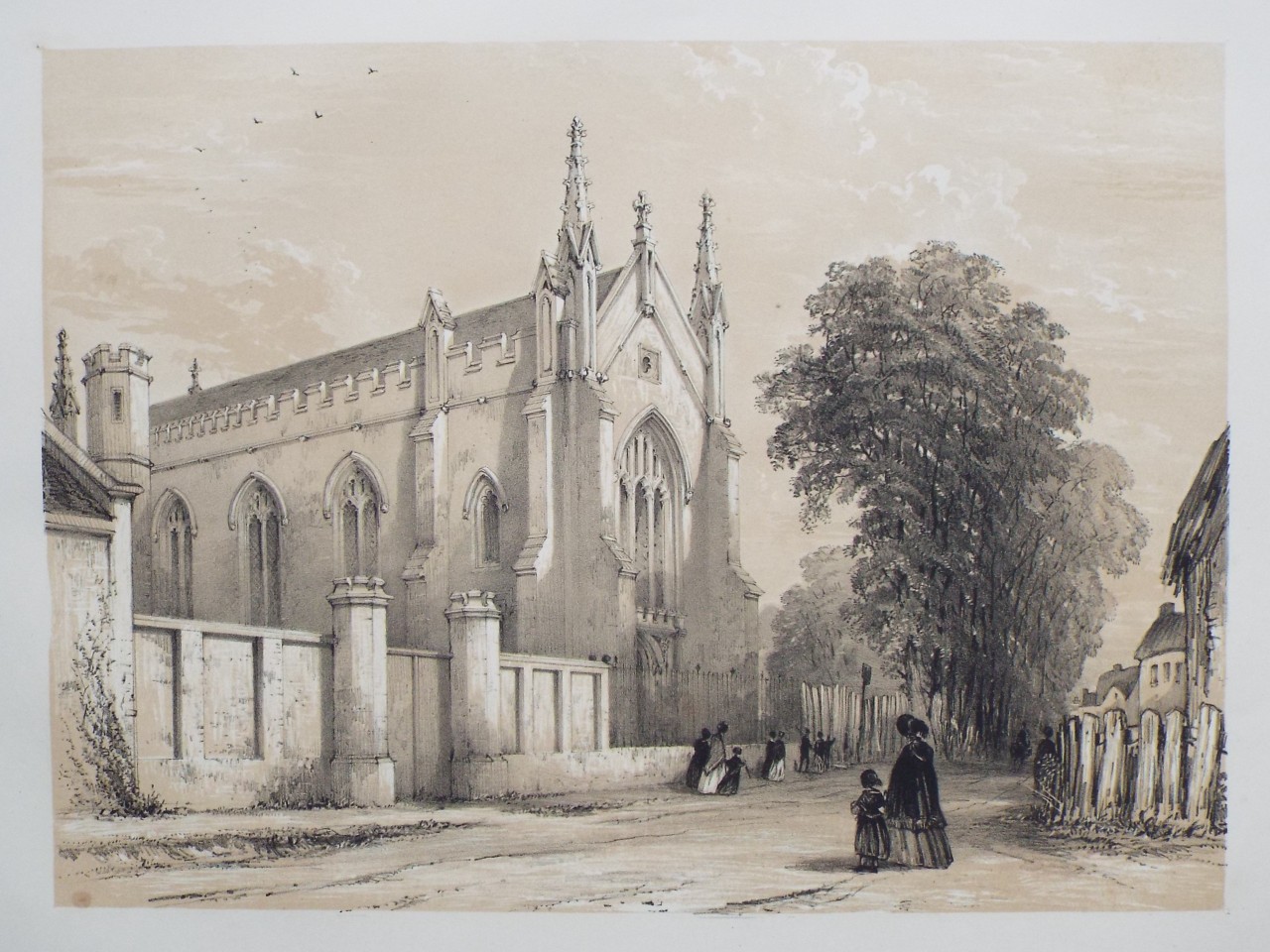 Lithograph - The Chapel, Rugby School. - Radclyffe