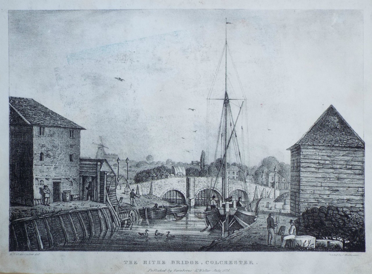 Lithograph - The Hithe Bridge, Colchester.