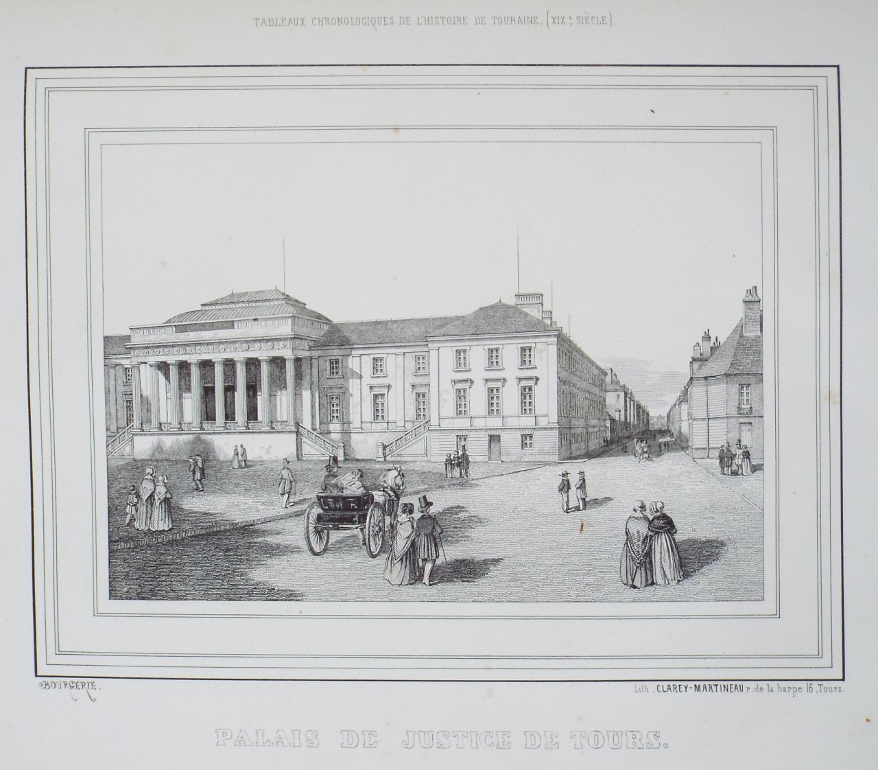 Lithograph - Palais de Justice de Tours.