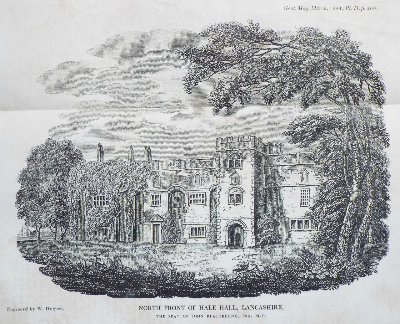 Wood - North Front of Hale Hall, Lancashire, the Seat of John Blackburne, Esq. M.P. - Hughes