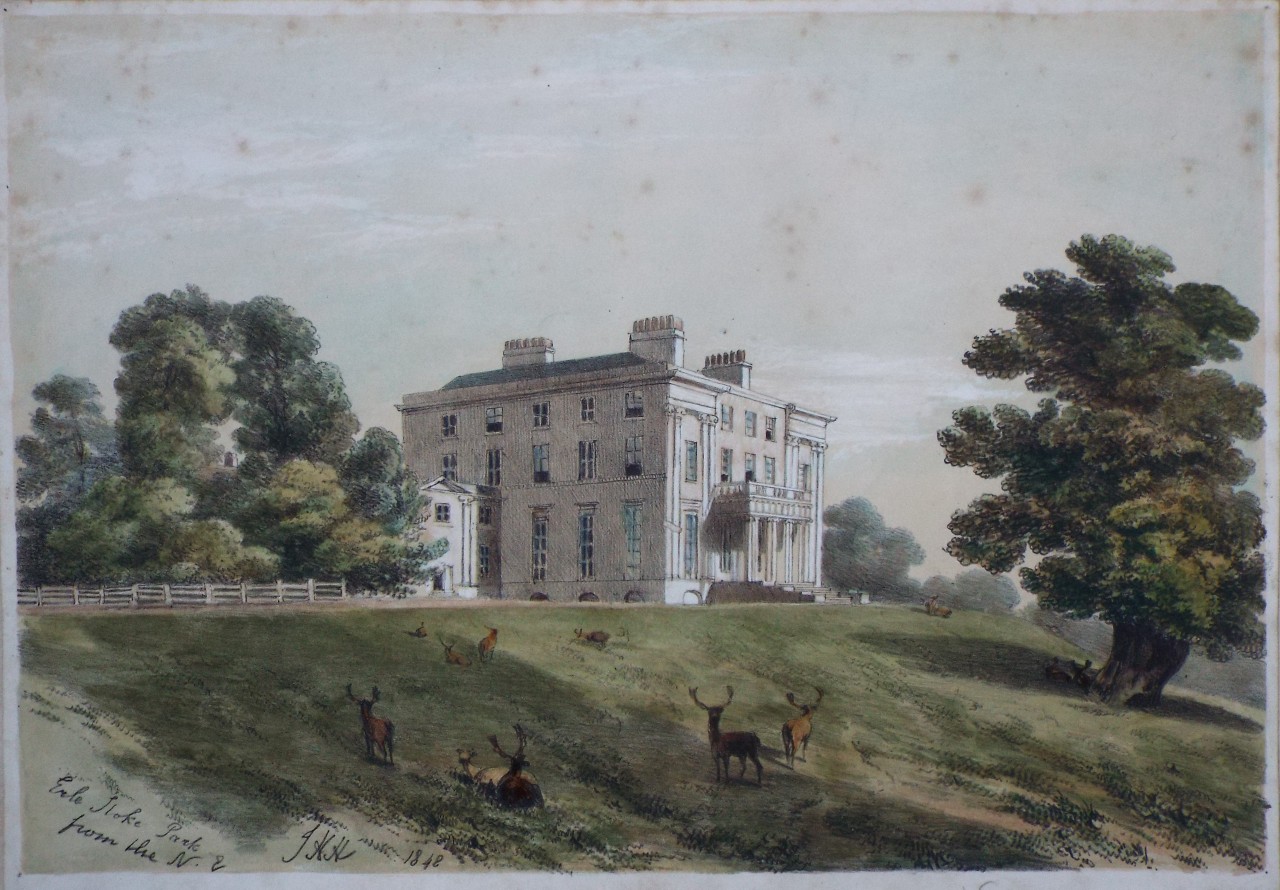 Lithograph - Erle Stoke Park from the N. E. - 