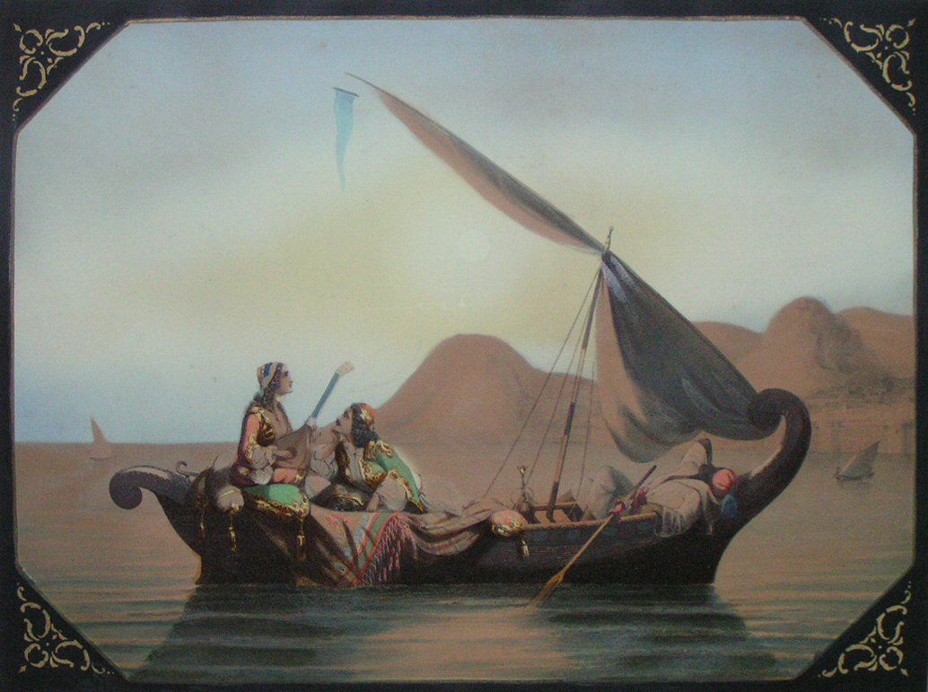 Lithograph - (Lovers in a boat)
