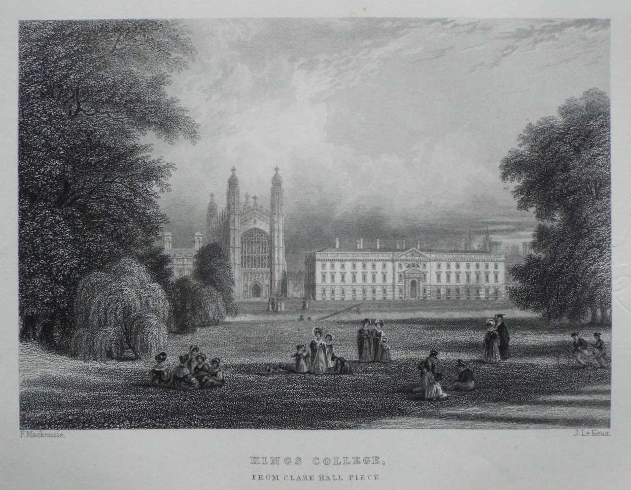 Print - Kings College, from Clare Hall Piece. - Le