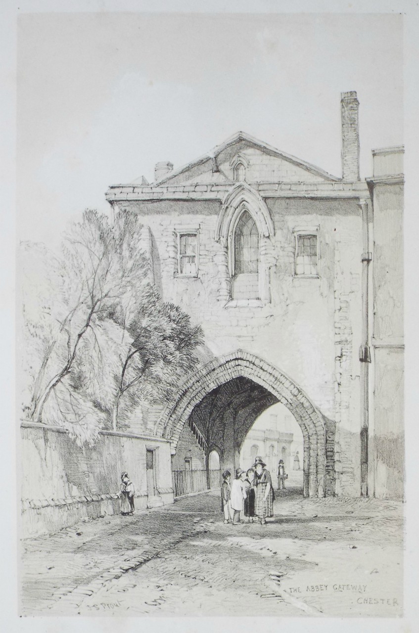 Lithograph - The Abbey Gateway Chester - Prout