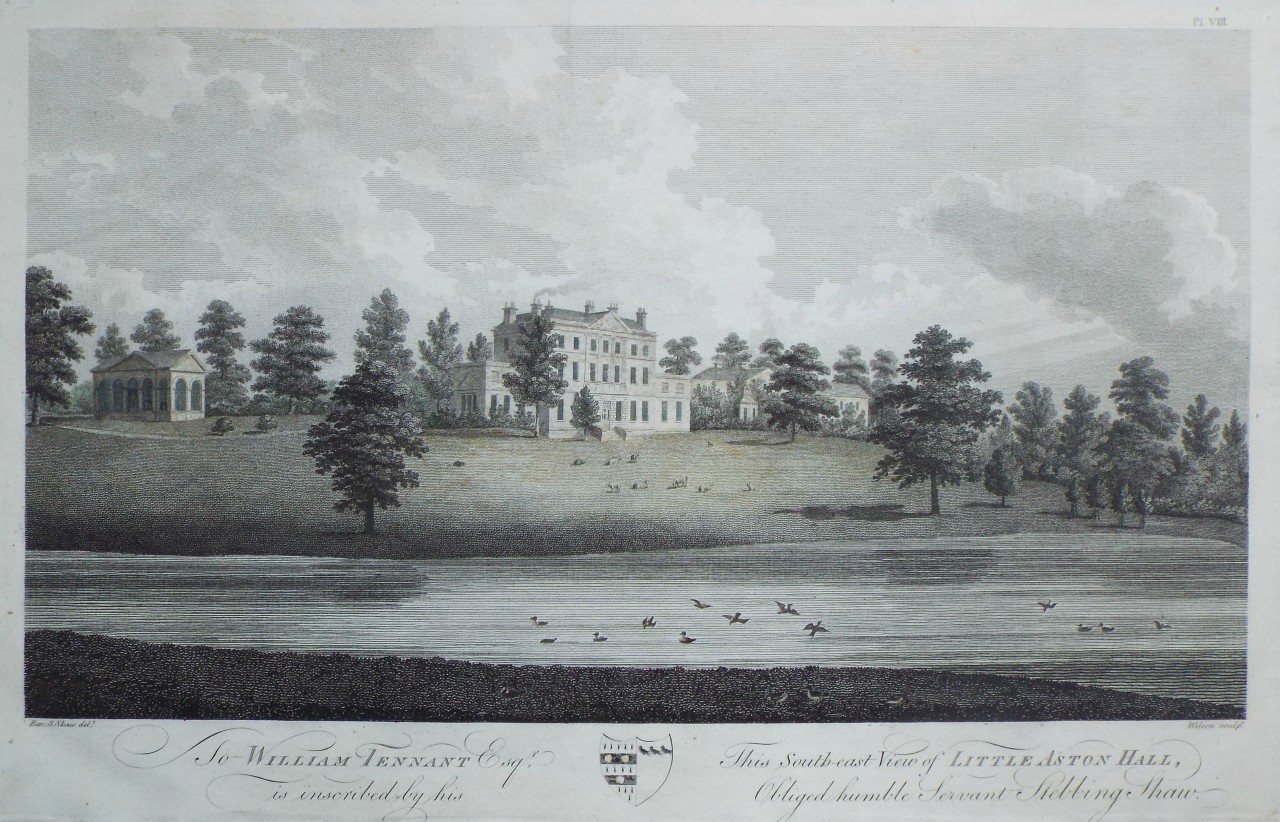 Print - To William Tennant Esqr. this South-east View of Little Aston Hall, is inscribed by his Obliged humble servant Stebbing Shaw. - 