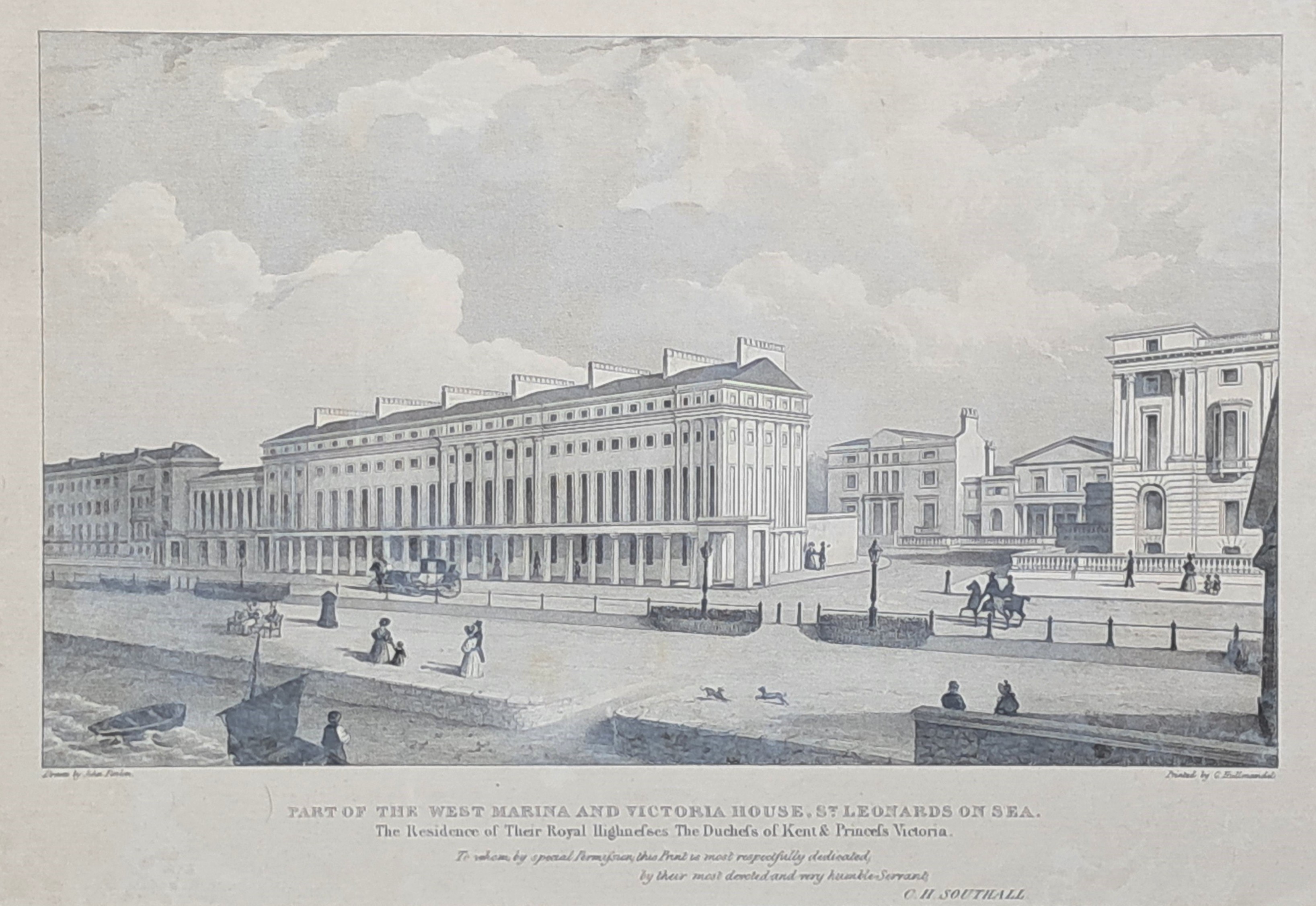 Lithograph - Part of the West Marina and Victoria House, St. Leonards on Sea.