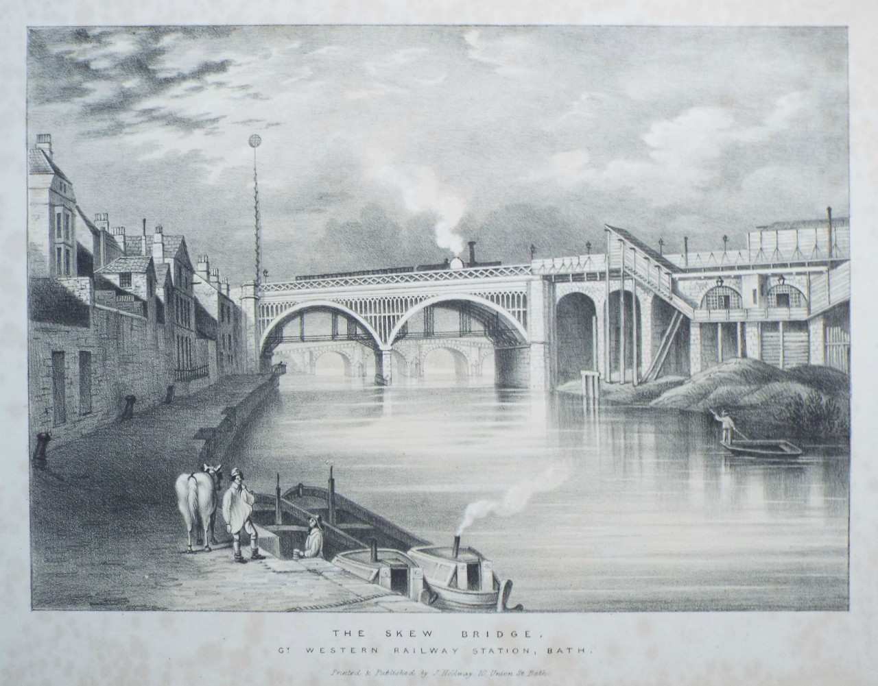 Lithograph - The Skew Bridge, Gt. Western Railway Station, Bath.