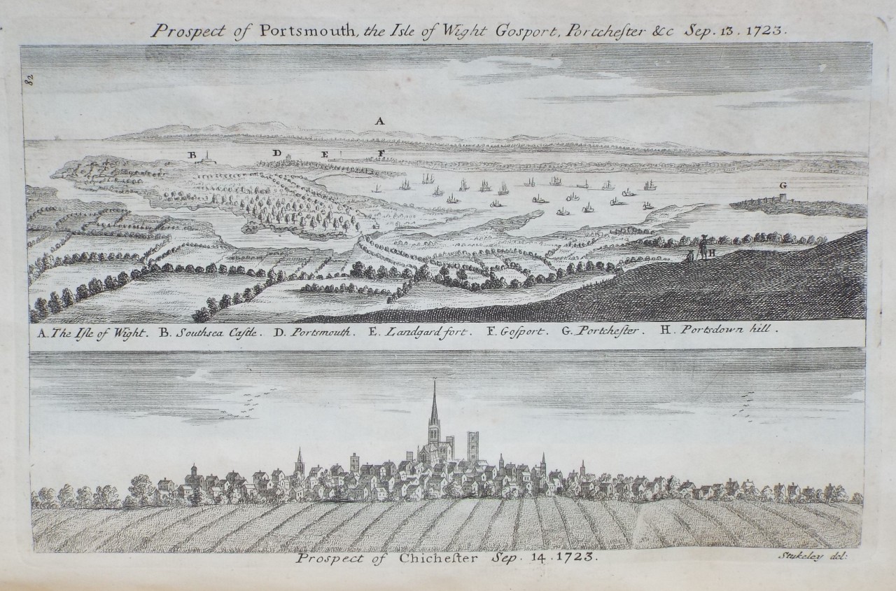Print - Prospect of Portsmouth, the Isle of Wight, Gosport, Portchester &c Sep. 13. 1723.
Prospect of Chichester Sep. 14. 1723.