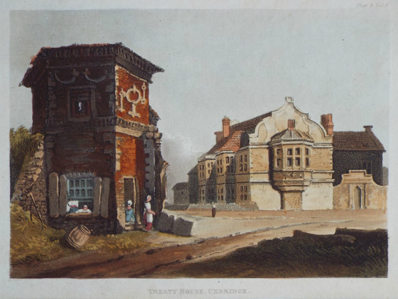 Aquatint - Treaty House, Uxbridge.