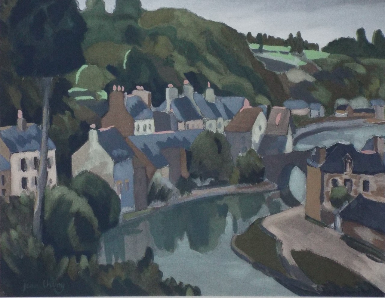 Pochoir Gouache - Le Port de Dinan