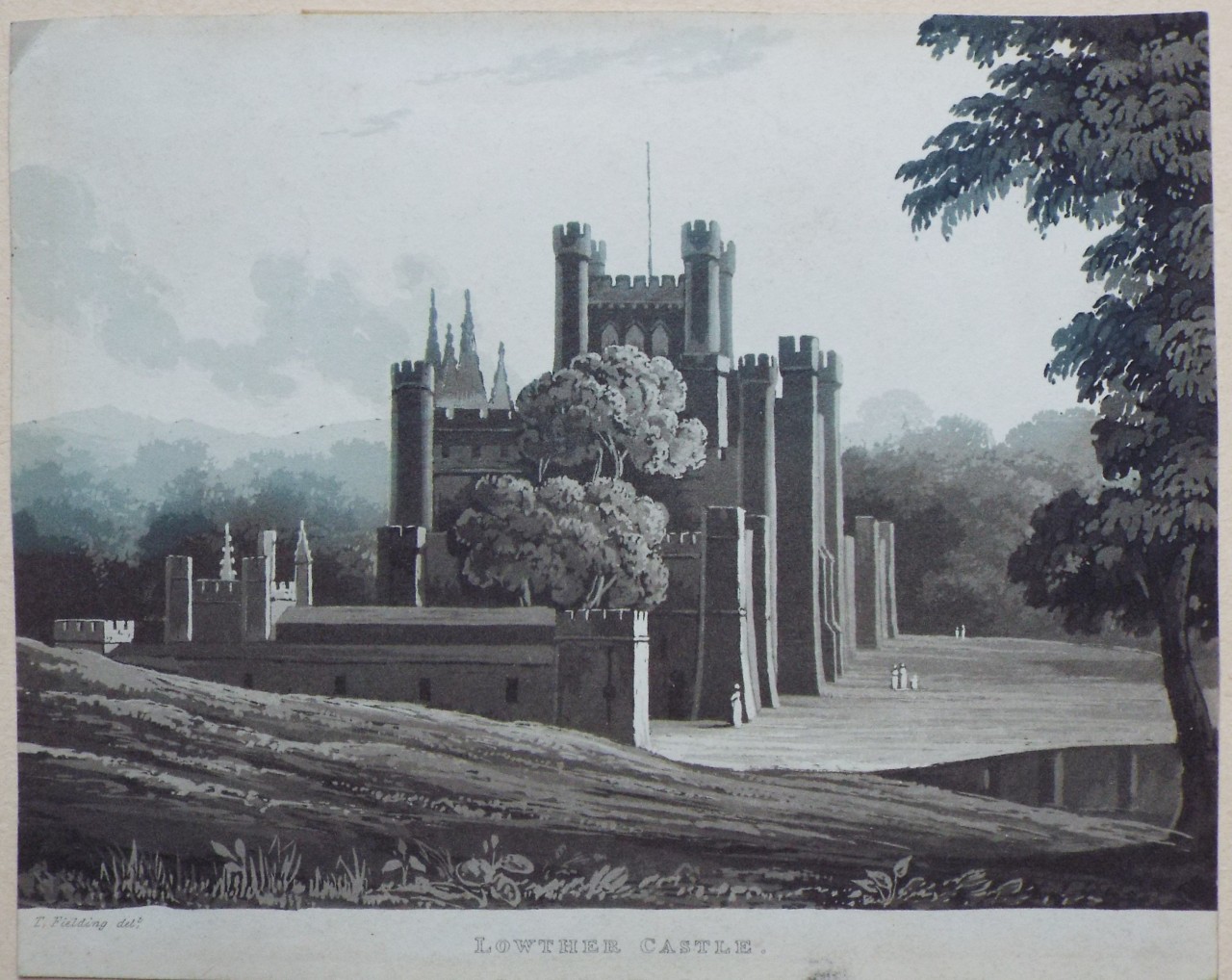 Aquatint - Lowther Castle. - Fielding