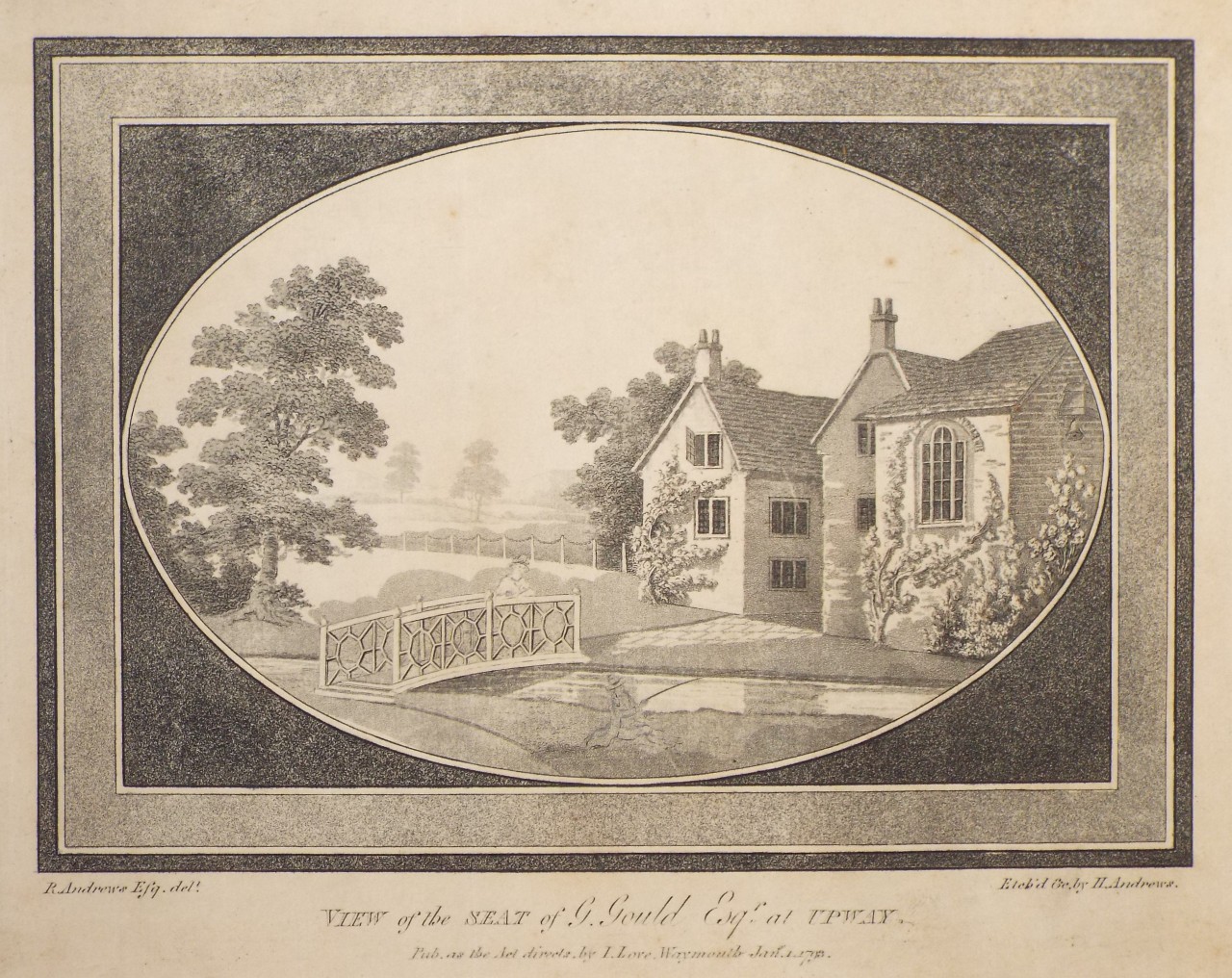 Aquatint - View of the Seat of G. Gould Esqr. at Upway. - Andrews