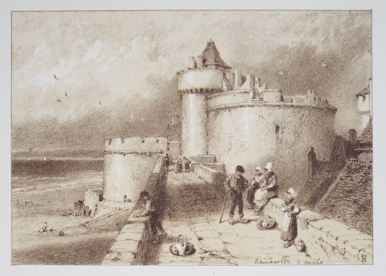 Lithograph - On the Ramparts. St. Malo. - Foster