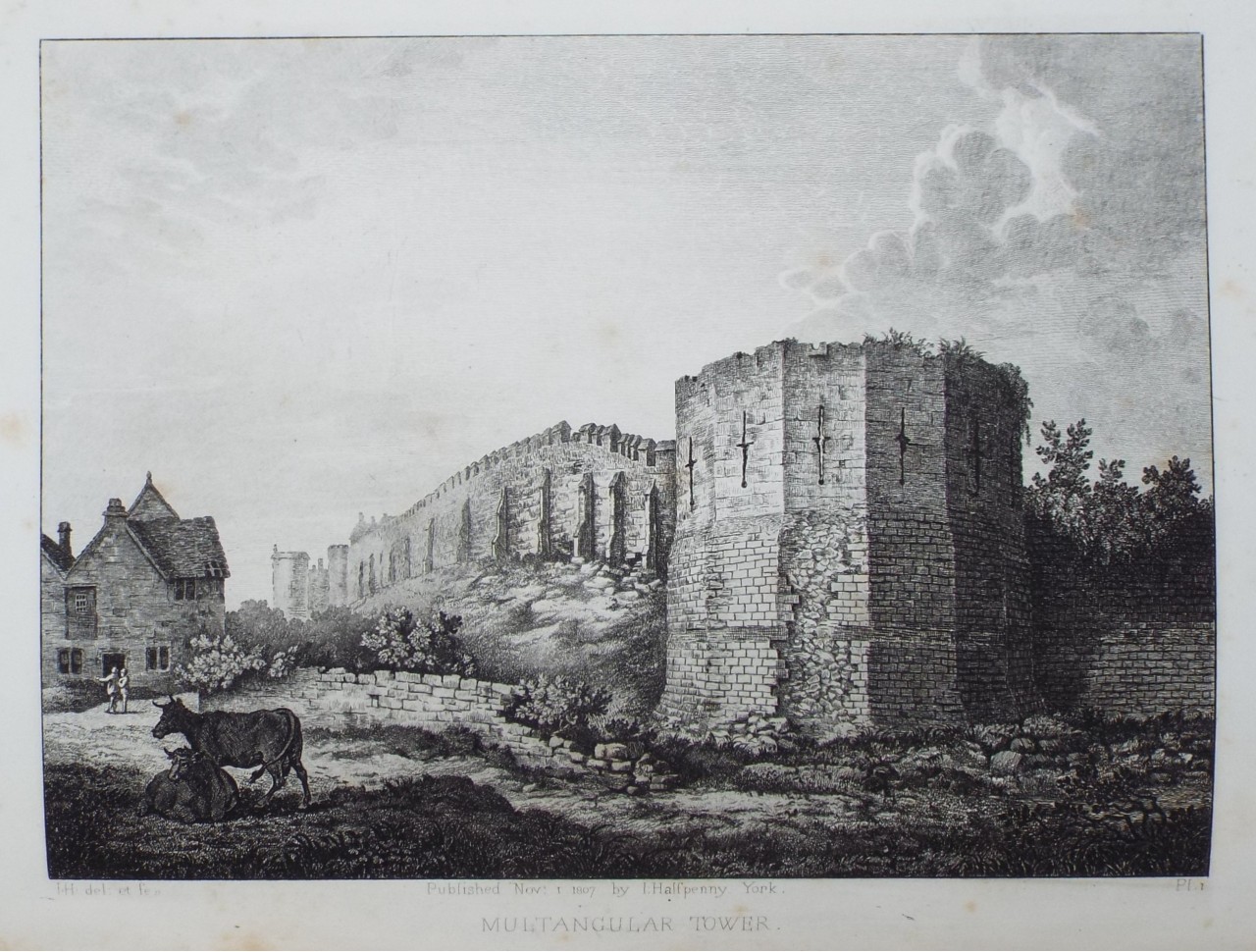 Etching - Multangular Tower. - Halfpenny