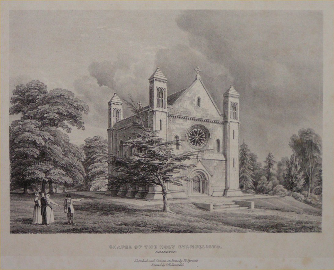 Lithograph - Chapel of the Holy Evangelists, Killerton - Spreat