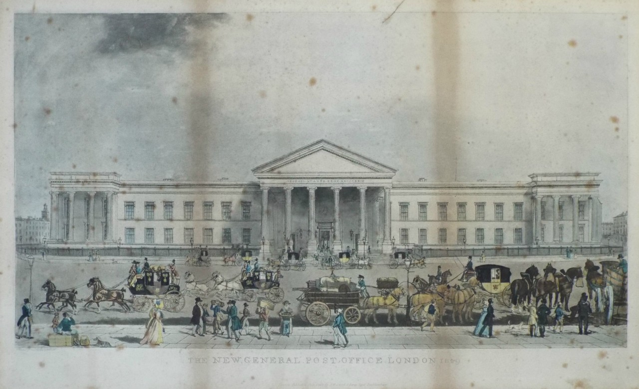 Aquatint - The New General Post Office, London, 1829 - Pollard