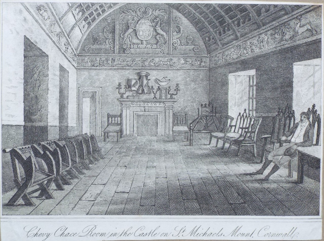 Print - Chevy Chace Room in the Castle on St. Michaels Mount, Cornwall.