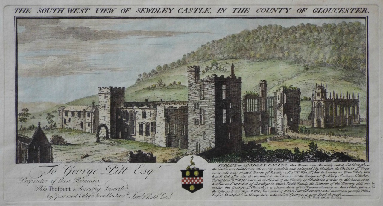 Print - The South West View of Sewdley Castle, in the County of Gloucester. - Buck