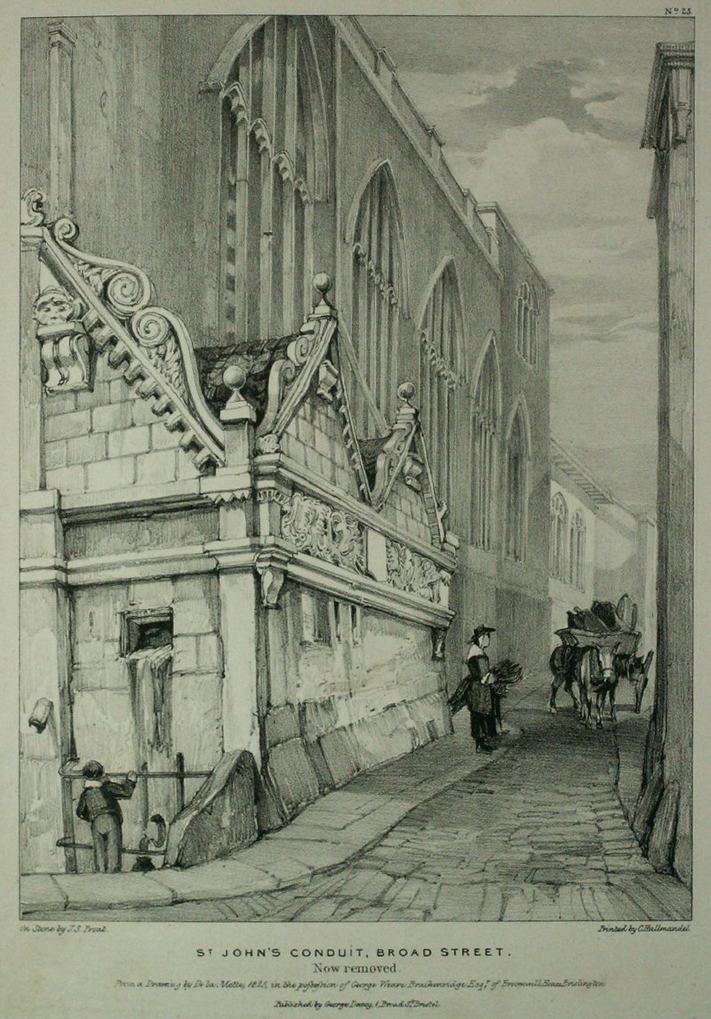 Lithograph - St. John's Conduit, Broad Street. Now Removed - Prout