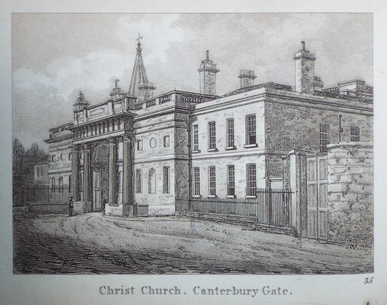 Aquatint - Christ Church, Canterbury Gate.