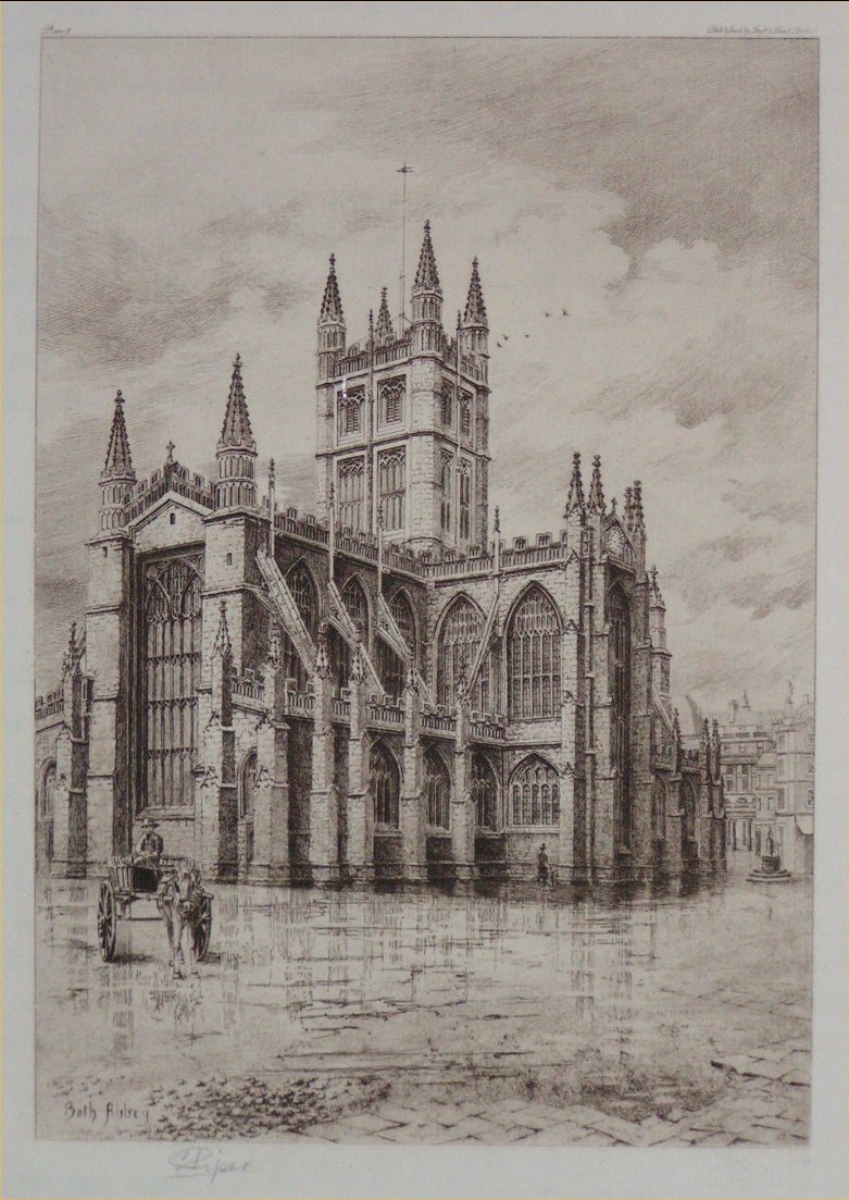 Etching - Bath Abbey - Piper