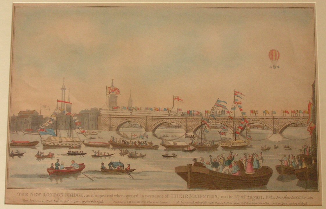 Aquatint - The New London Bridge as it appeared when opened in the presence of their majesties, on the 1st of August 1831