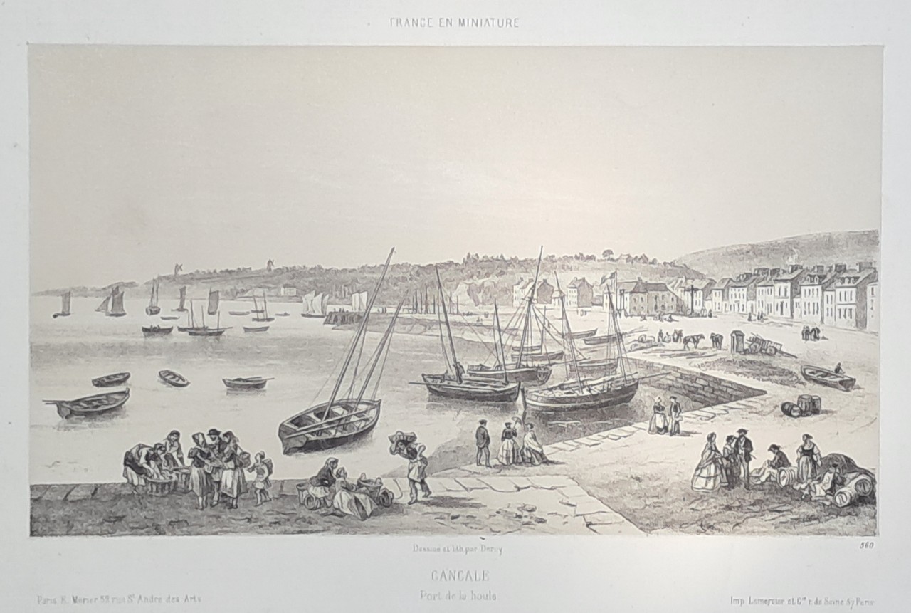Lithograph - Cancale Port de la houle - 