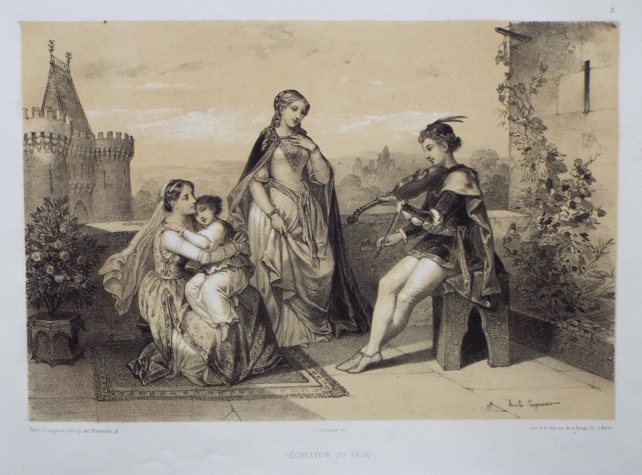 Lithograph - Recreation du Page. - Charpentier