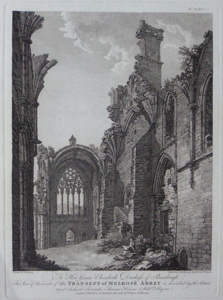 Print - The Transept of Melrose Abbey - Middiman