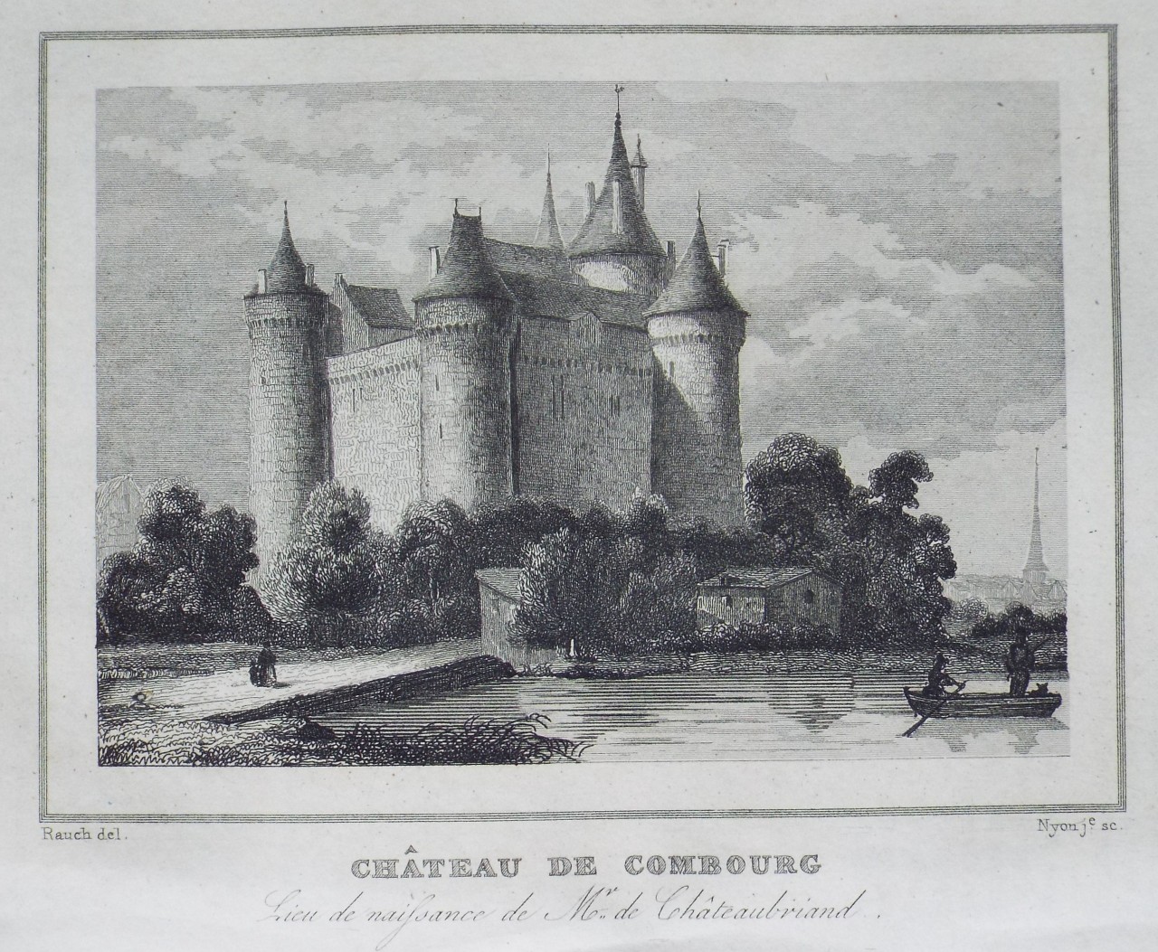 Print - Chateau de Combourg. Lieu de naissance de Mr. de Chateaubriand. - Nyon