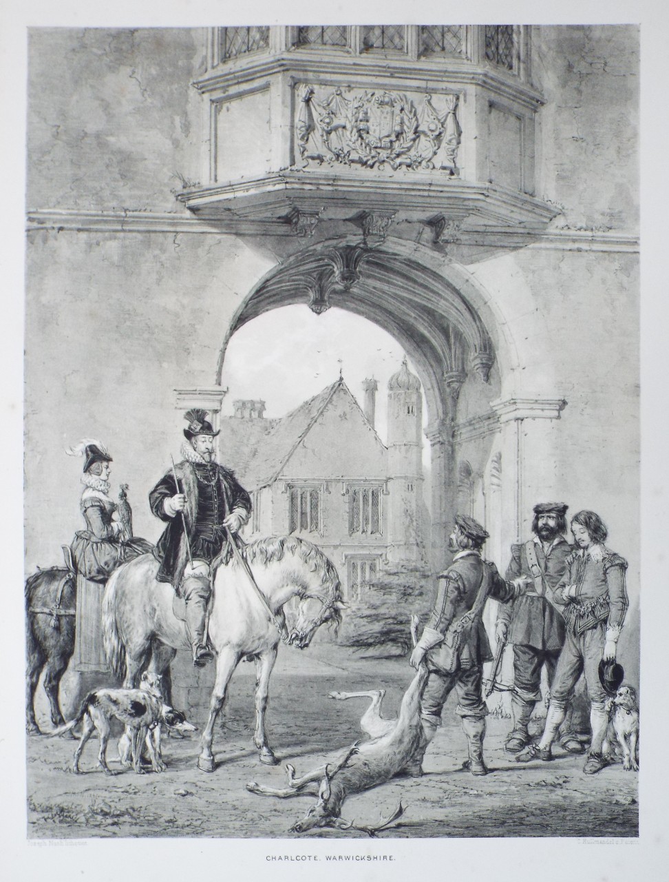 Lithograph - Charlcote, Warwickshire. - Nash