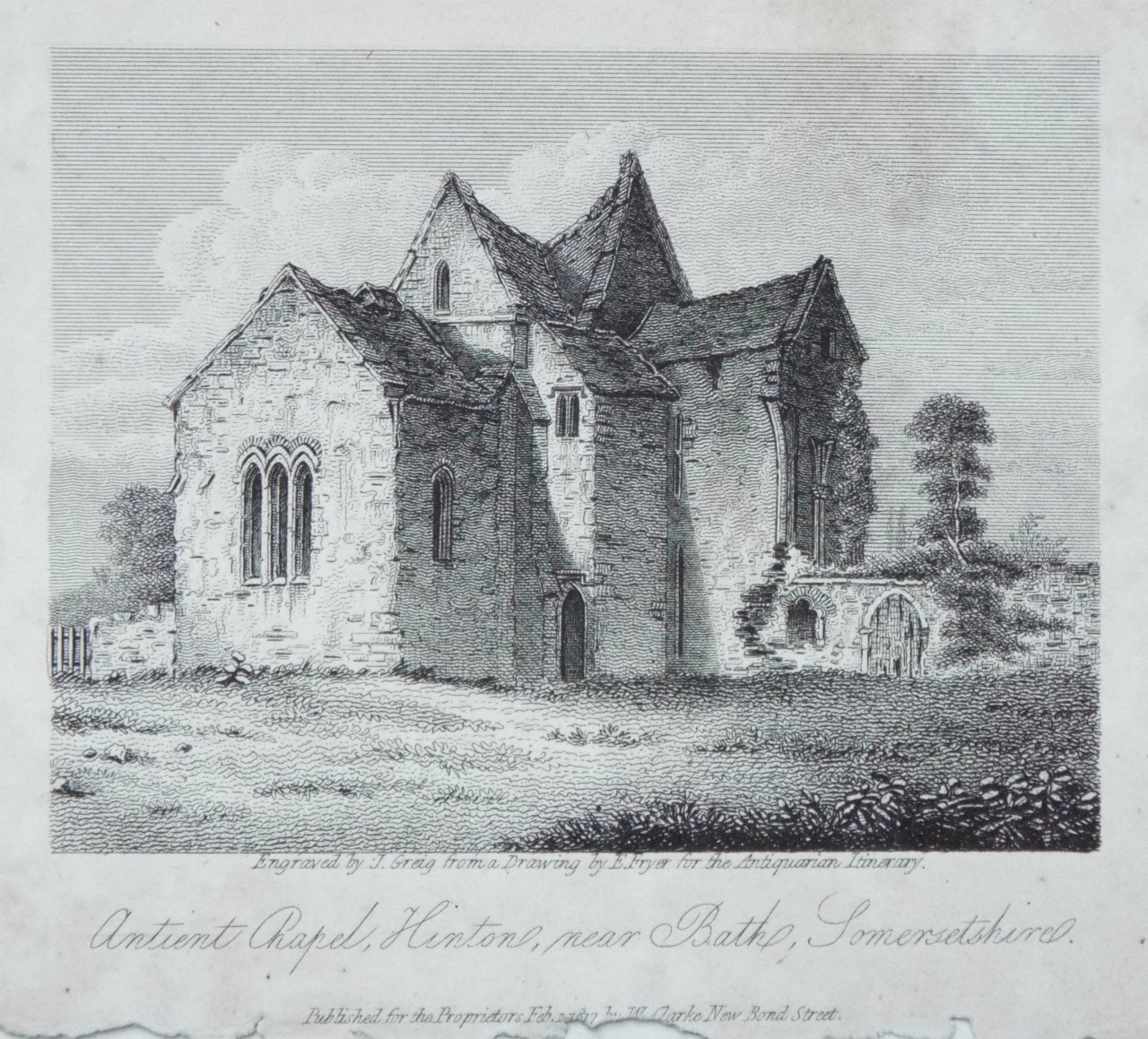 Print - Antient Chapel, near Bath, Somersetshire - Greig