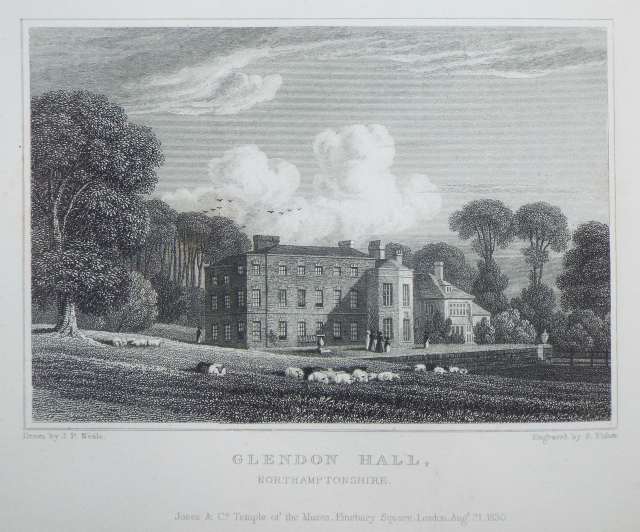 Print - Glendon Hall, Northamptonshire. - Fisher