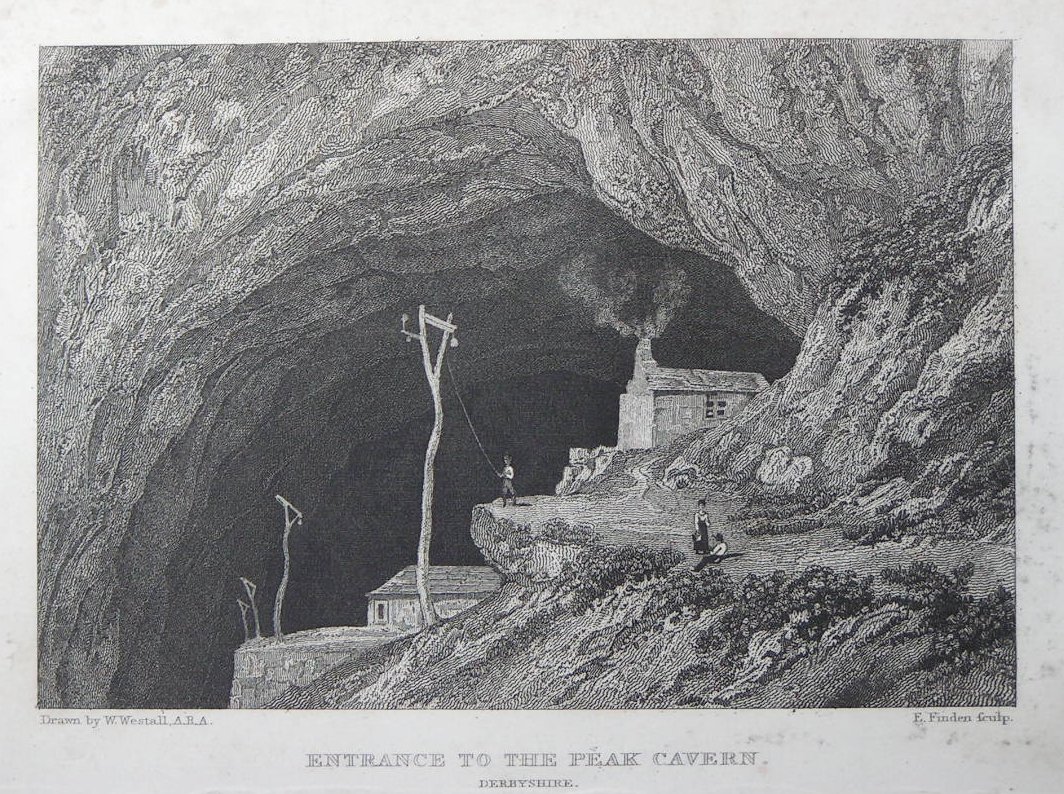 Print - Entrance to the Peak Cavern, Derbyshire. - Finden