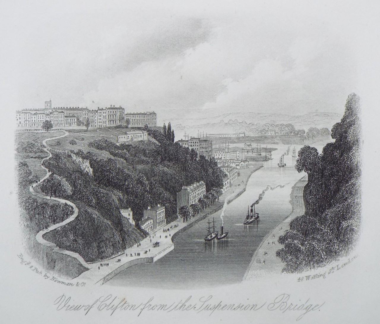 Steel Vignette - View of Clifton, from the Suspension Bridge. - Newman