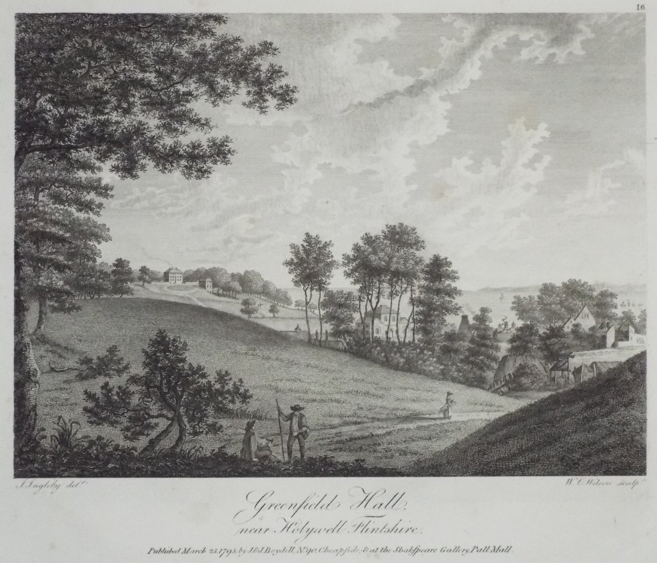 Print - Greenfield Hall near Holywell, Flintshire. - Wilson