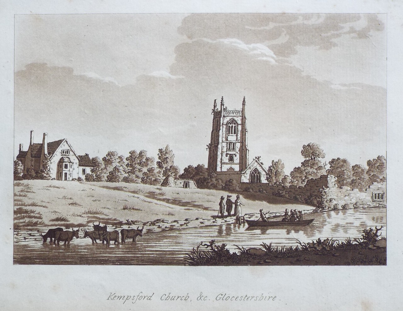 Aquatint - Kempsford Church, &c Glocestershire. - Ireland