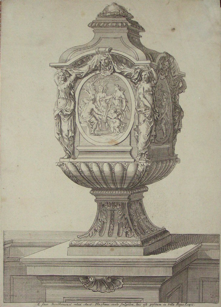 Print - E faxo Benthemensi, veluti Amst. Plassiano coelo Sculptam, hoc est positum in Villa Regia Loana.