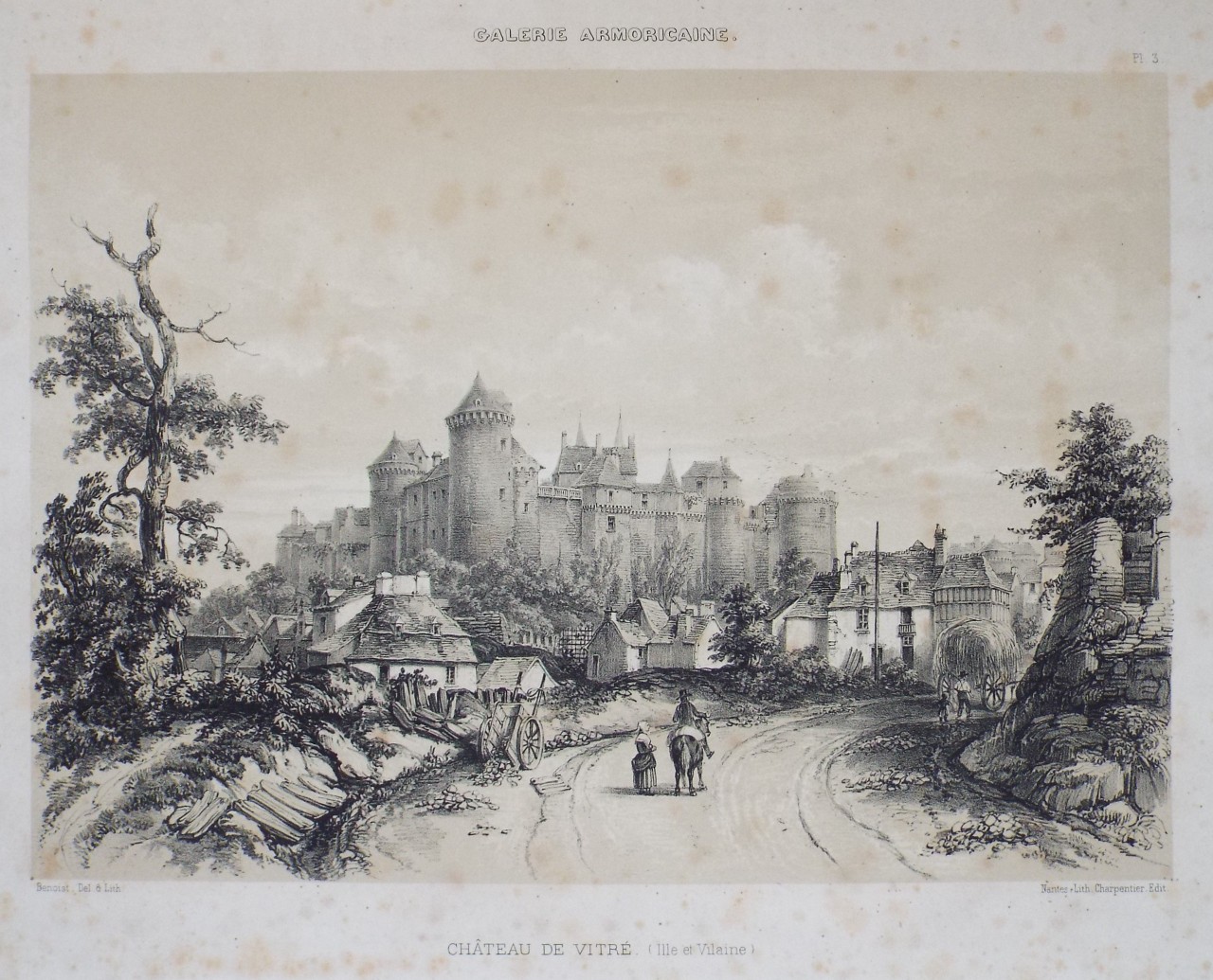 Lithograph - Galerie Armoricaine. Chateau de Vitre. (Ille et Vilaine) - Benoist